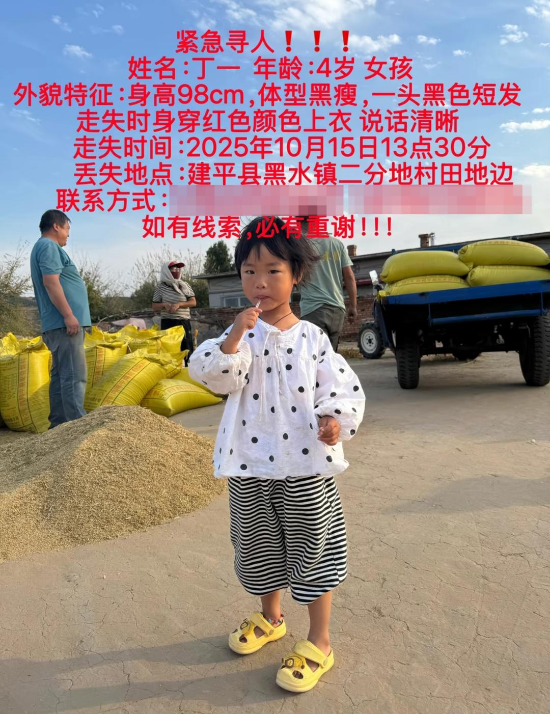 辽宁朝阳一4岁女童车内离奇失踪，令人揪心。事情发生于10月15日，朝阳建平县黑水