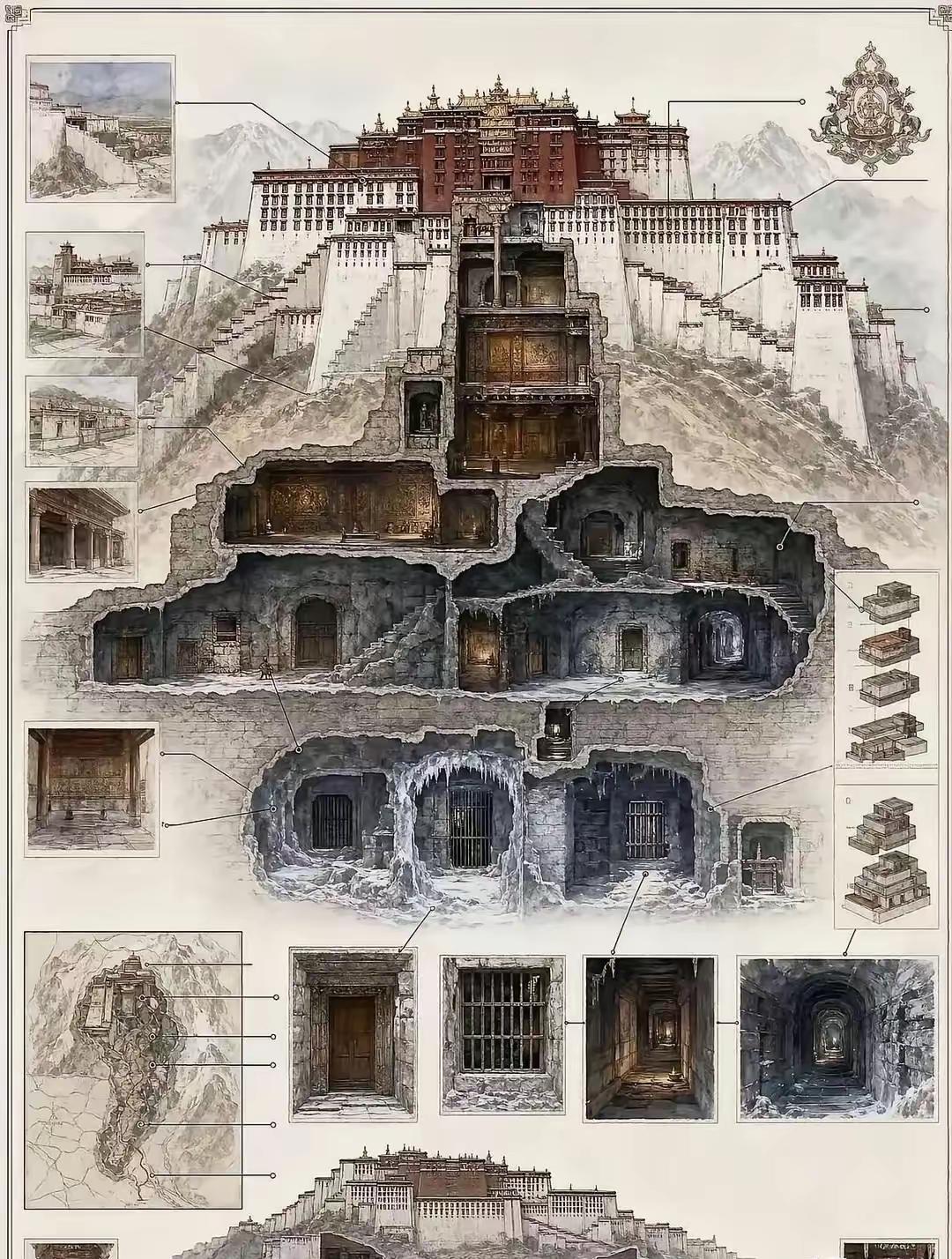 “泼甜墙”让世人记住了布达拉宫的甜蜜，但真正支撑它千年的，不是墙上的甜蜜，是地下