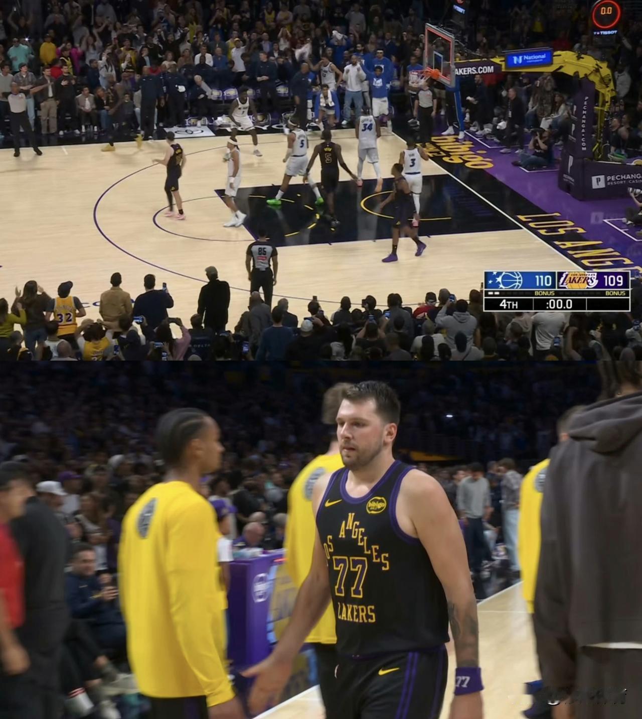 绝杀球没投进，湖人输给魔术！首发阵容对比，湖人短板太明显了：1号位：布莱克8