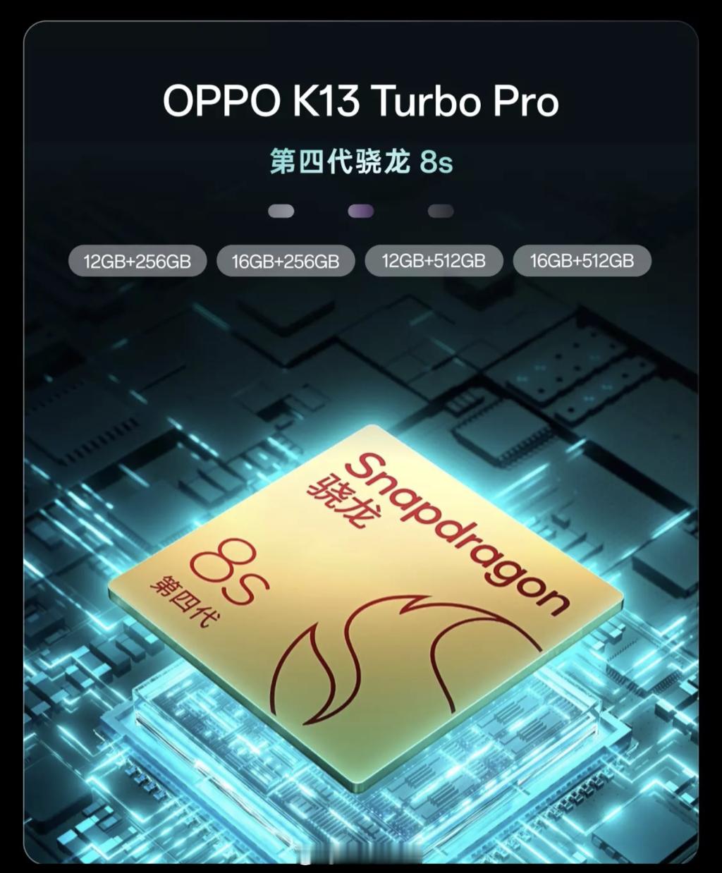 OPPOK13TurboPro搭载骁龙8sGen4处理器，12+