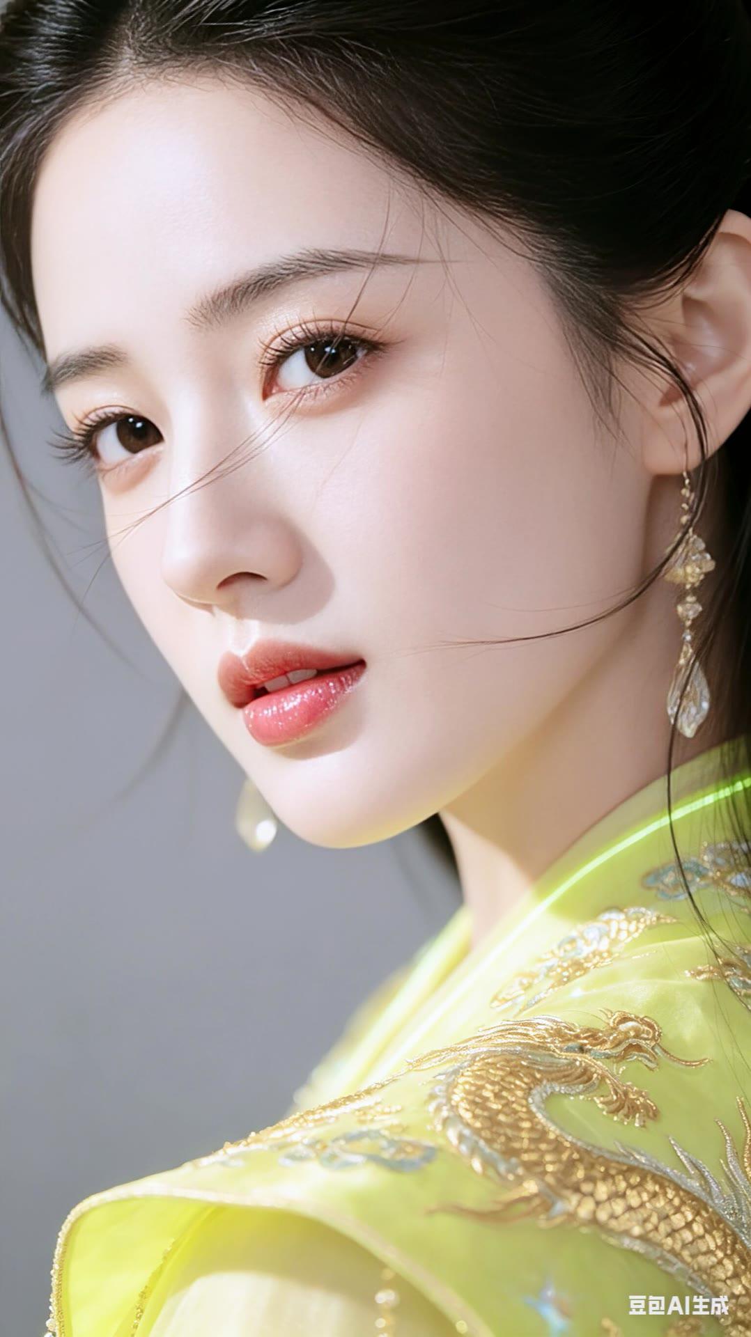 惊艳的东方美人，龙纹刺绣的华丽服饰，尽显古典优雅！