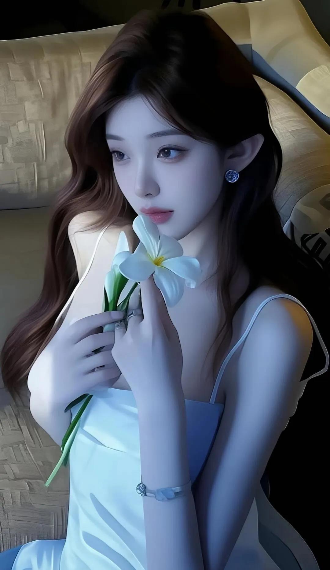 温柔时光，静享花语之美街拍美女