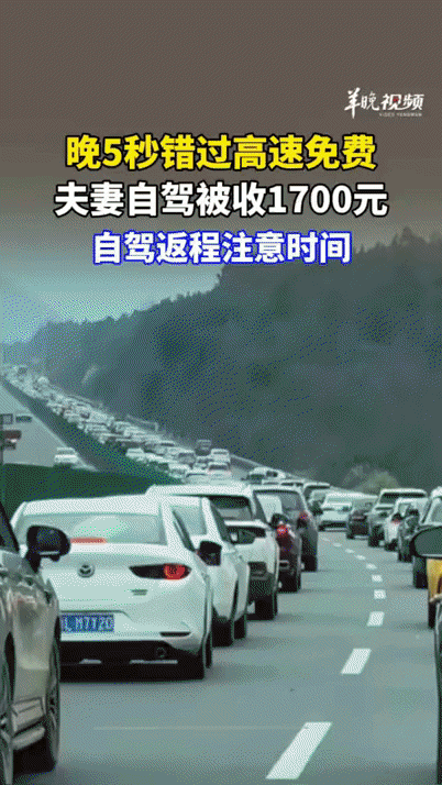 晚5秒就交了1700多的通行费，夫妻俩肯定是心疼不已，懊恼不已，心里指不定多难受