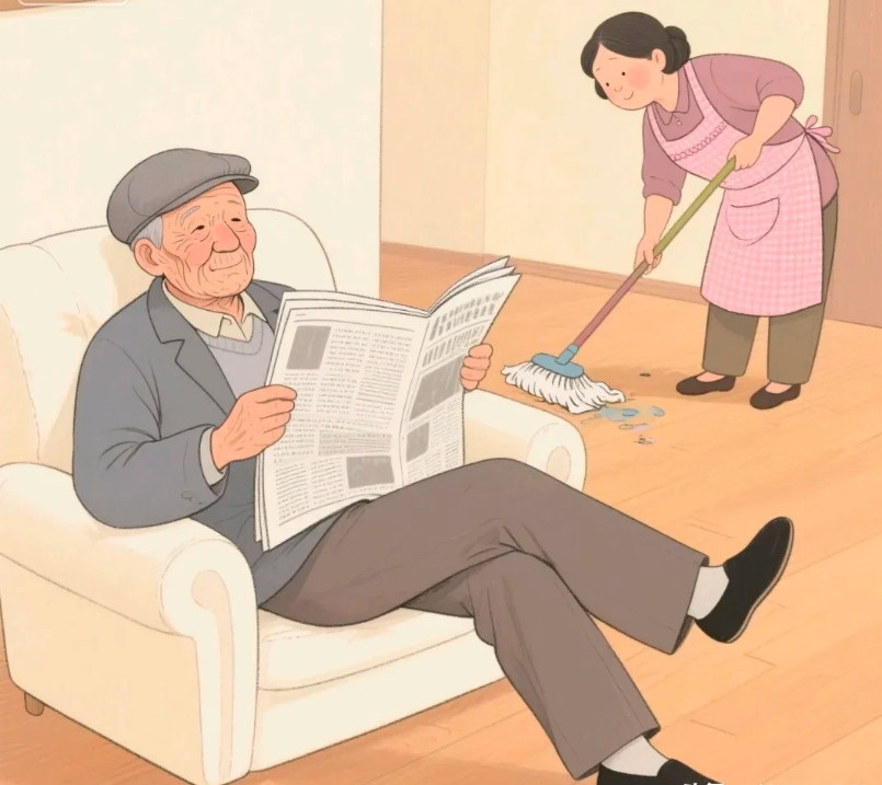 我家斜对门，住着一位67岁的退休老会计，上个月他老伴去世了，他就一个进进出出。今