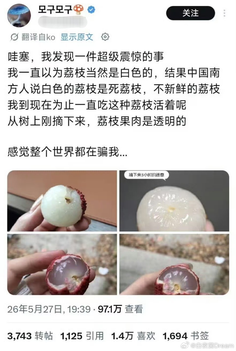 原来韩国人没吃过新鲜荔枝