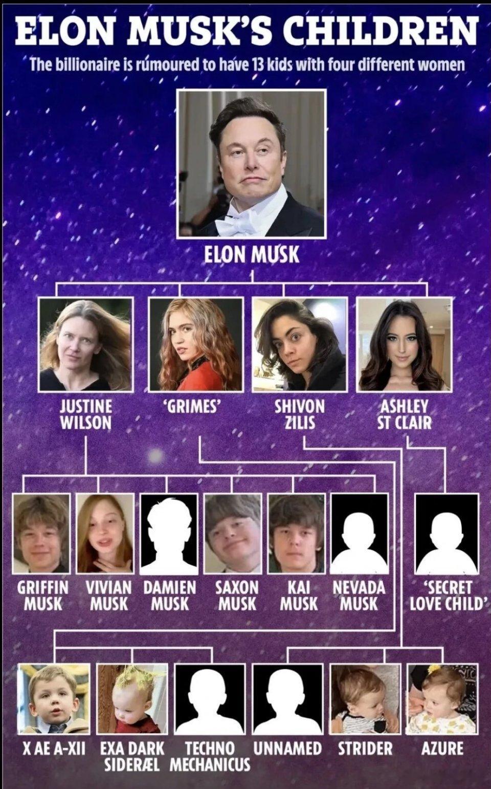 马斯克官宣高管女友马斯克是觉醒了什么多子多福系统吗？关键是人家有这么多女朋友和孩