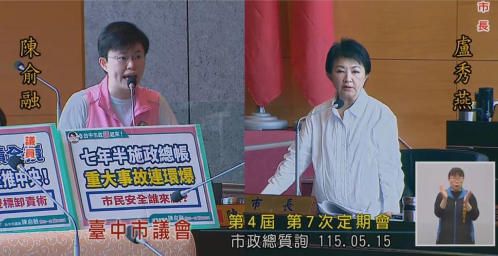 卢秀燕在被质询时候发怒了！台中市议会15日进行市政总质询，民进党市议员火力全开