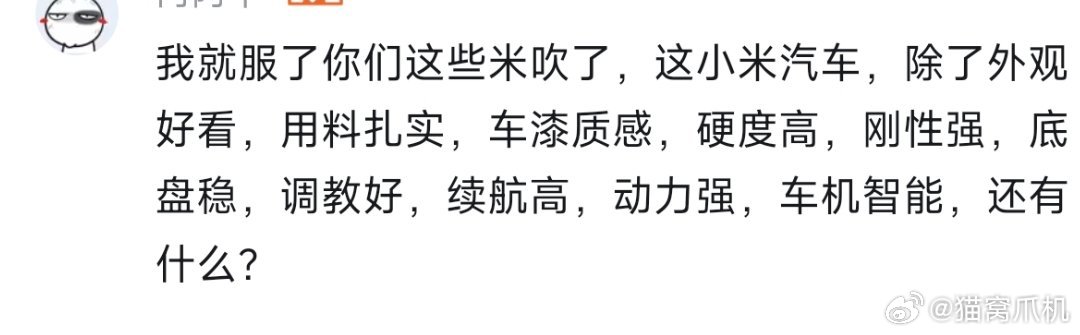 我真服了你们这帮米吹，小米汽车除了这些还有什么?