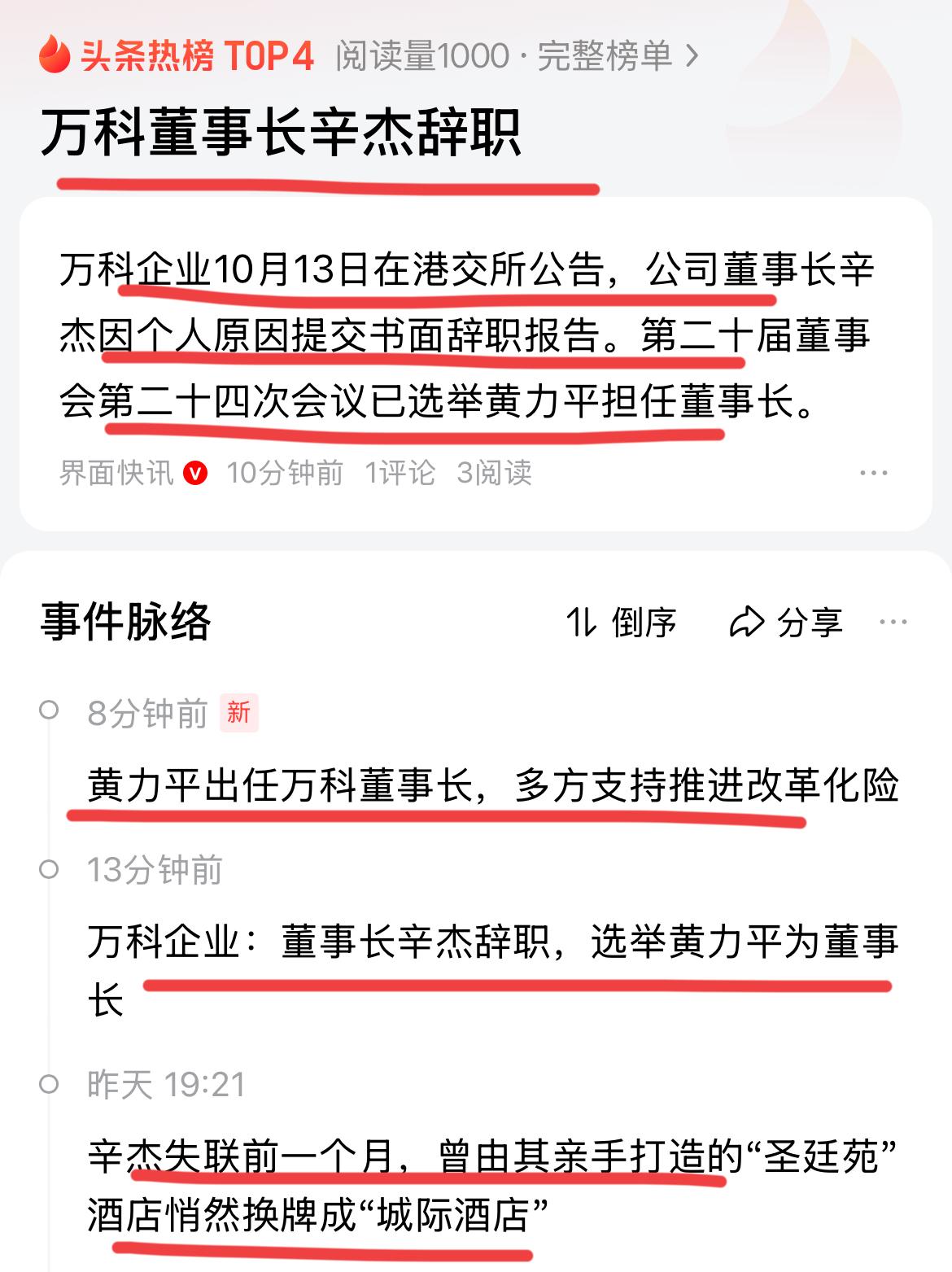 昨天爆出失联，今天就火速辞职了！据界面新闻报道，万科董事长由于个人原因；已经