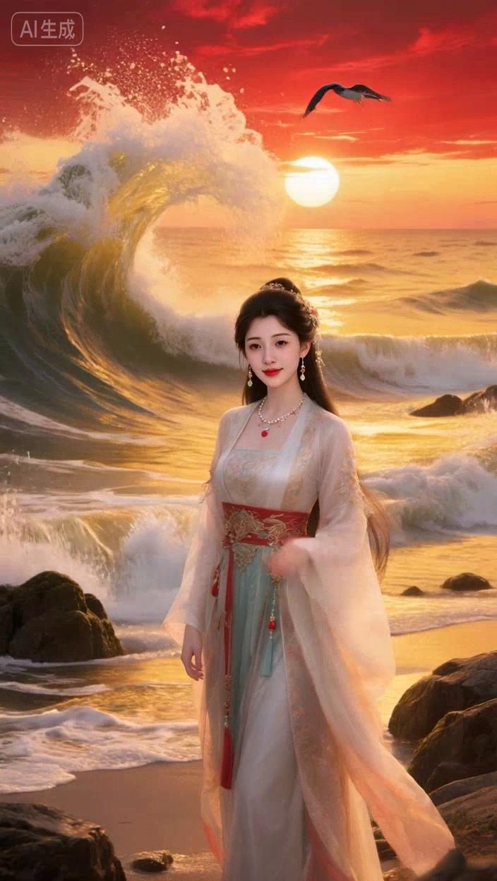 七绝●劈波斩浪/古韵风吹浪卷潋波湾，眼笑眉飞夕彩斓。历雨经霜终淡