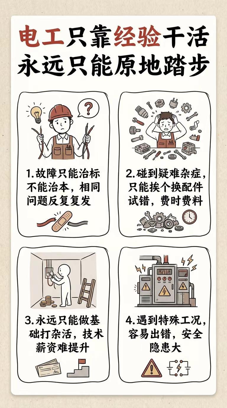 为什么很多老电工，干了几十年依旧原地踏步。