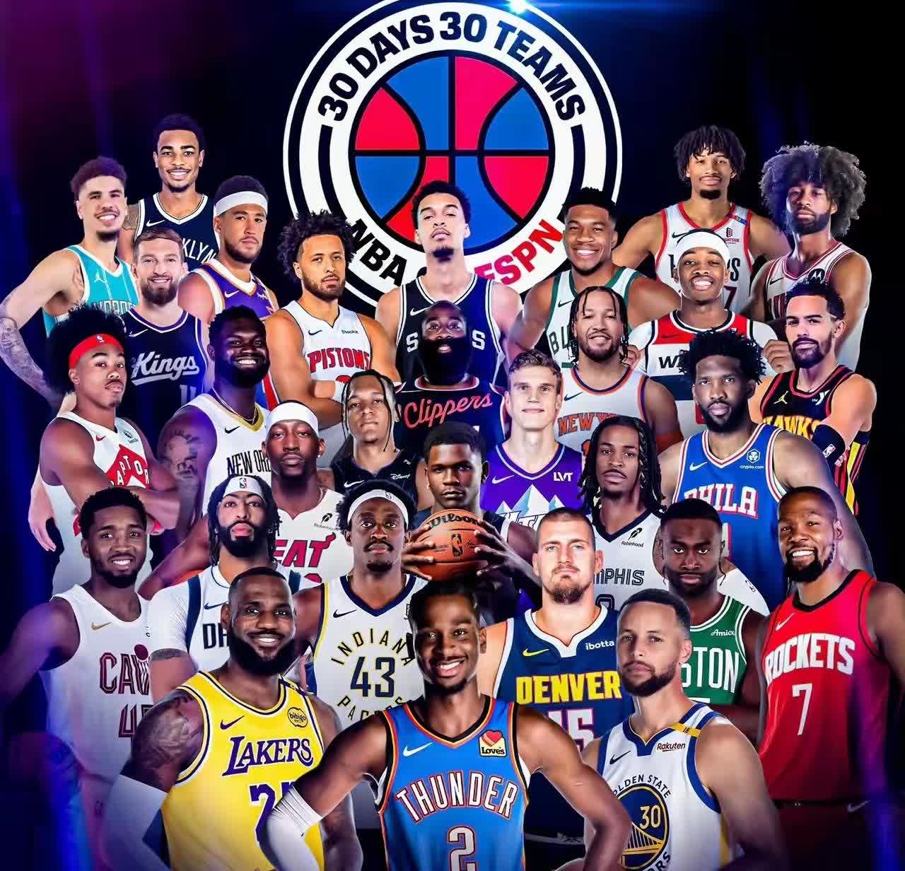 哈登竟然是快船新赛季的头牌美国ESPN选出来新赛季30支球队的头牌球星，