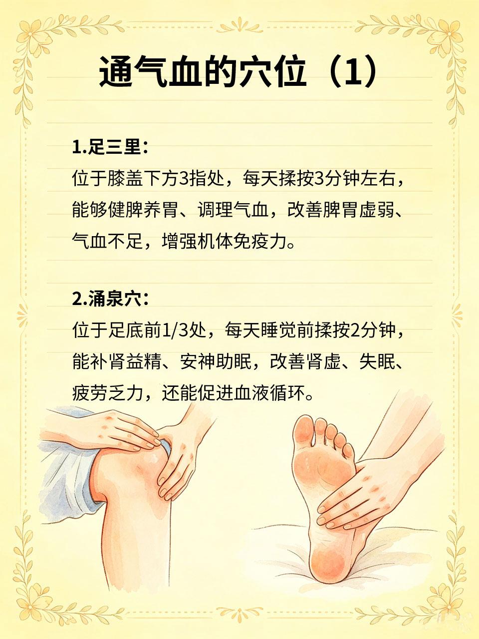 每天揉这4个穴位，通气血、养五脏、不生病🔴中医认为，穴位是气血运行的通道，每