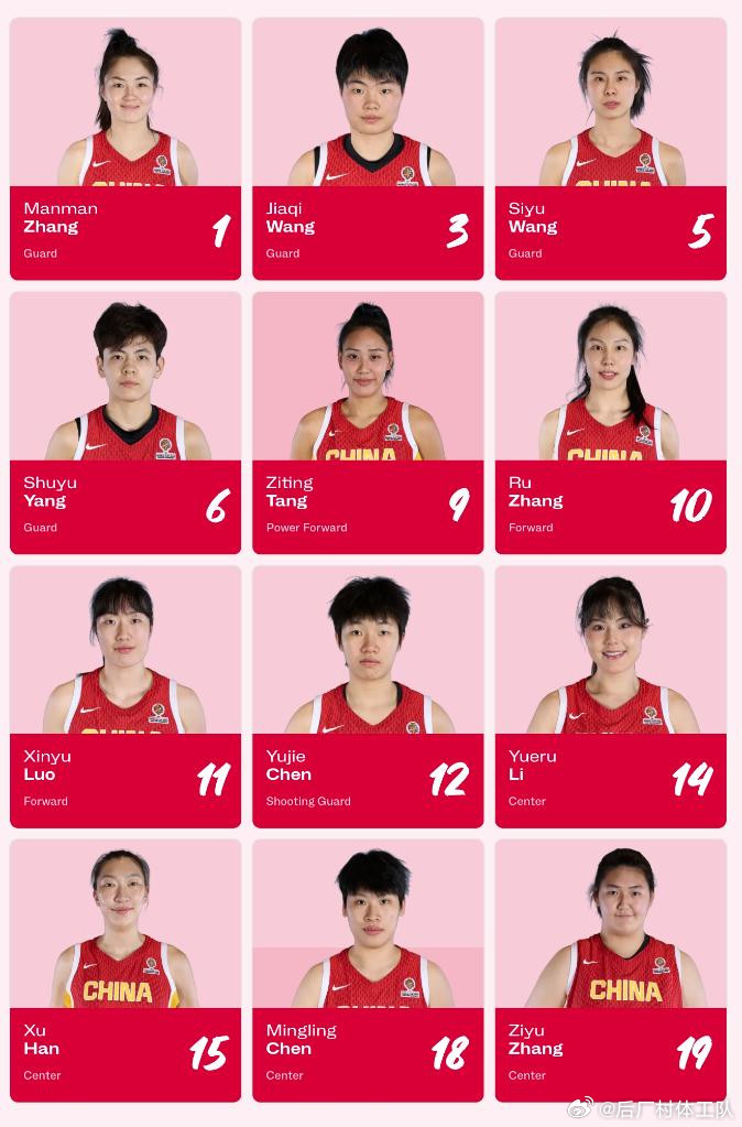韩旭李月汝领进入女篮世界杯资格赛名单全阵容回归！中国女篮9日确认了参赛名单，在