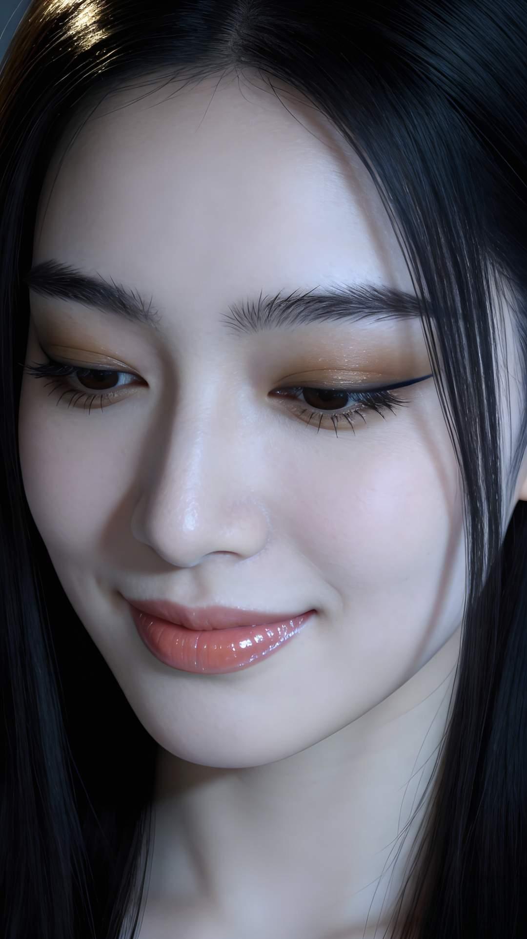 温柔微笑自然粉嫩妆容完美无瑕🌸🌺🍀