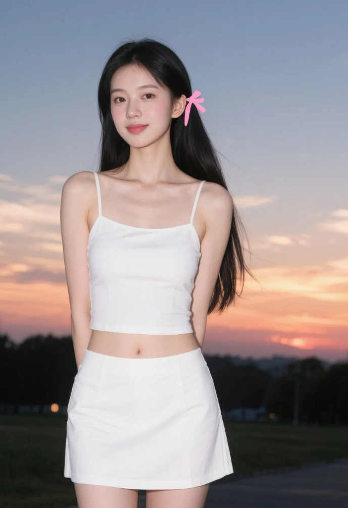 落日时分邂逅令人怦然心动的侧颜