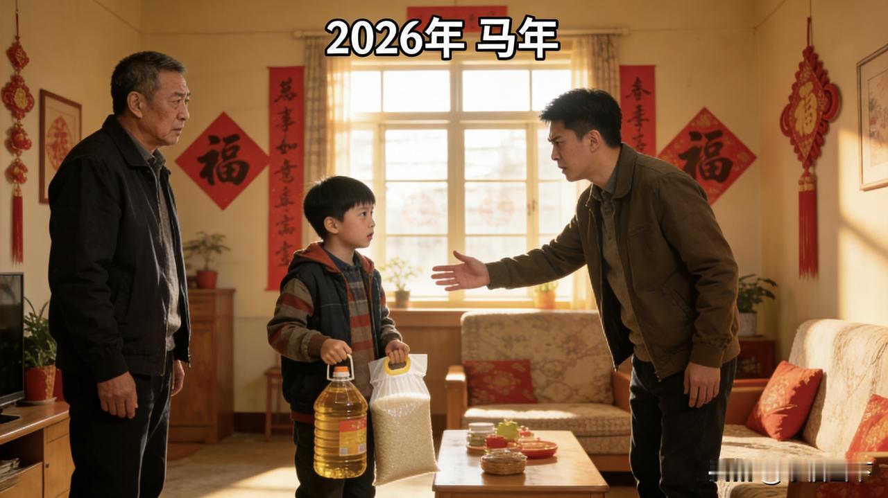 堵心！大年初一，老公特意催着儿子，拎着备好的油和大米去给大伯拜年。都是自家至亲，