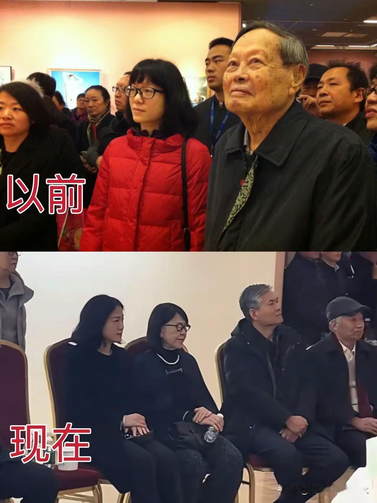 杨振宁走后，翁帆看展仿佛一下子老了十几岁上图是杨振宁在的时候，陪