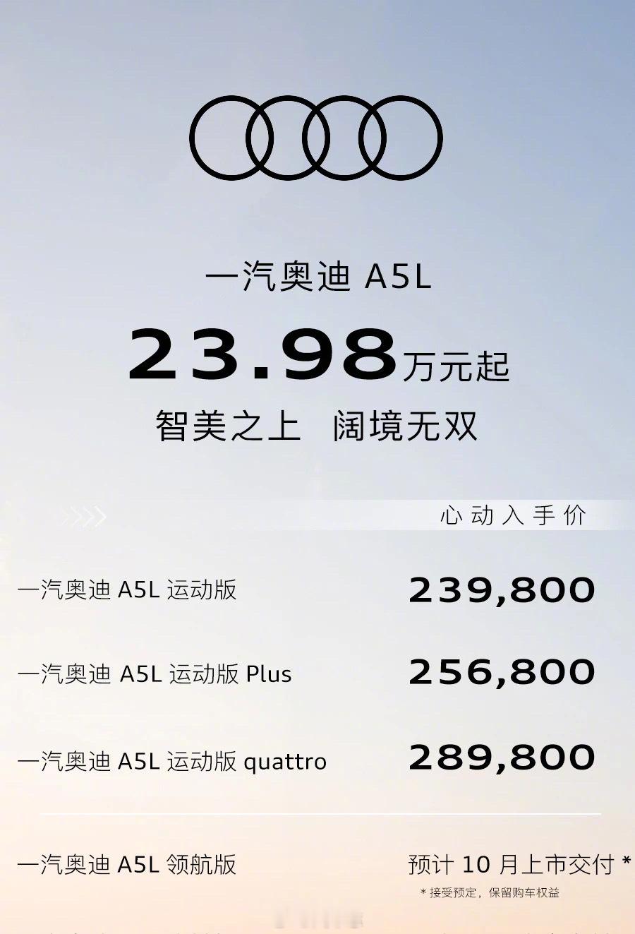 比上汽奥迪A5LSportback便宜2万🔥🔥一汽奥迪A5L上市了～23.