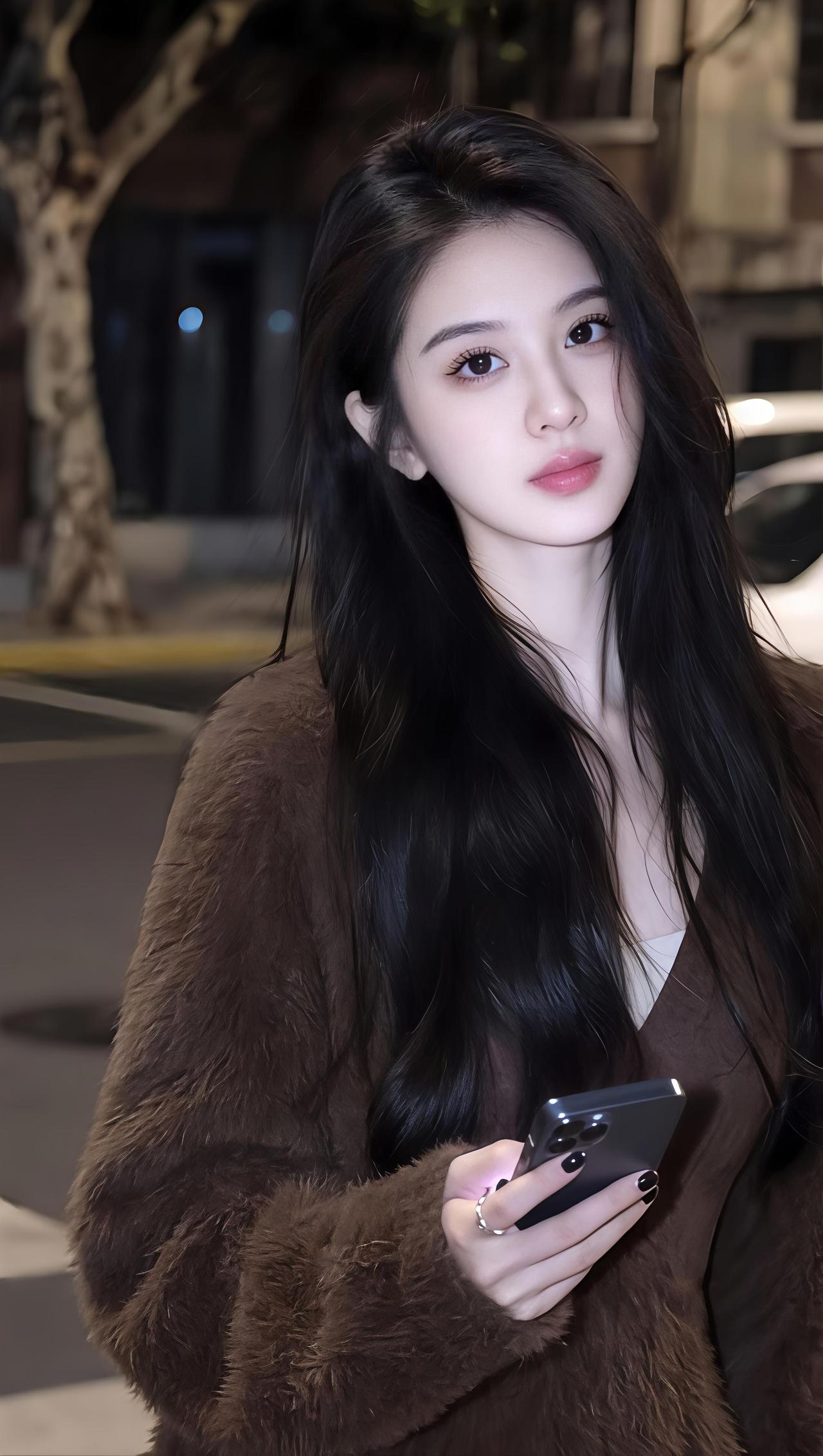 街头总能遇到各种养眼的风景，比如长发美女看手机。就像刘亦菲夏日街头漫步那组照片，