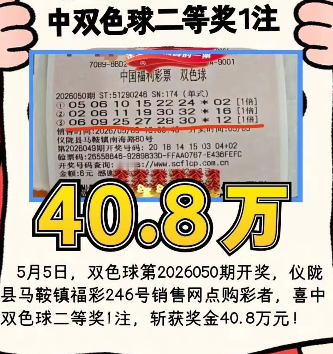 一号之差，憾失百万！双色球二等奖背后的咫尺天涯。5月5日，双色球2026050期