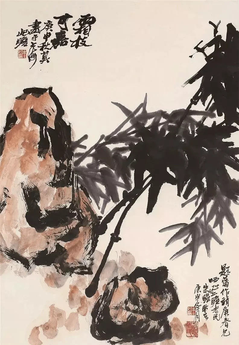 朱屺瞻画竹。朱屺瞻（1892—1996）江苏太仓人，中年曾学油画，后主攻中国画，