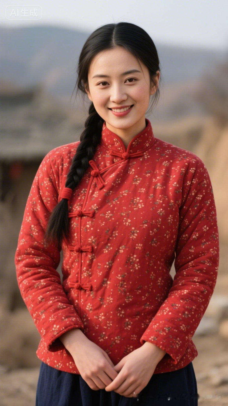 红衣少女，笑靥如花，古风韵味，唯美动人。