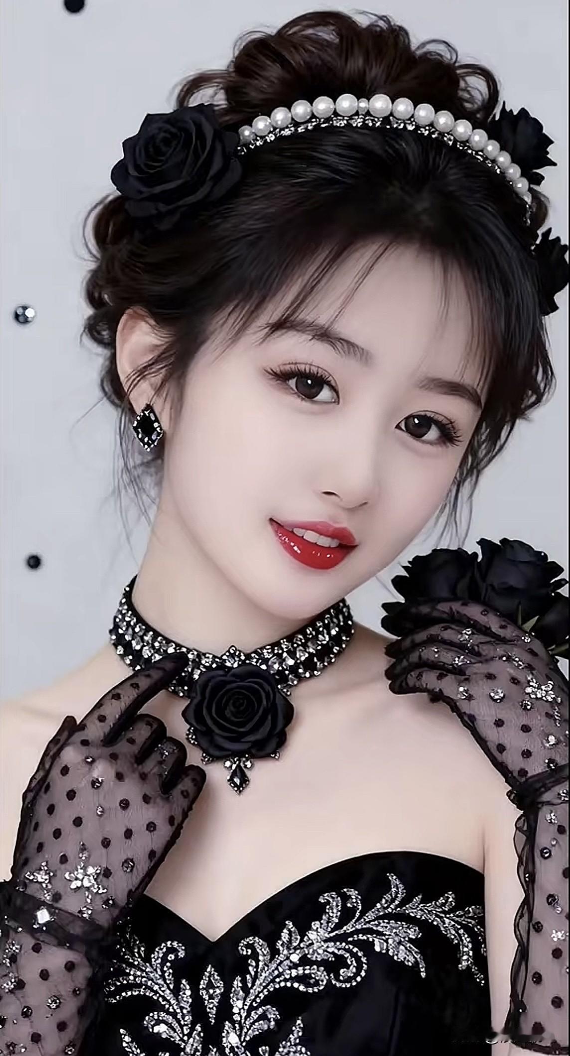 优雅黑玫瑰，复古宫廷风，精致妆容，高贵气质。分享一下你拍的花朵画画打卡分享口