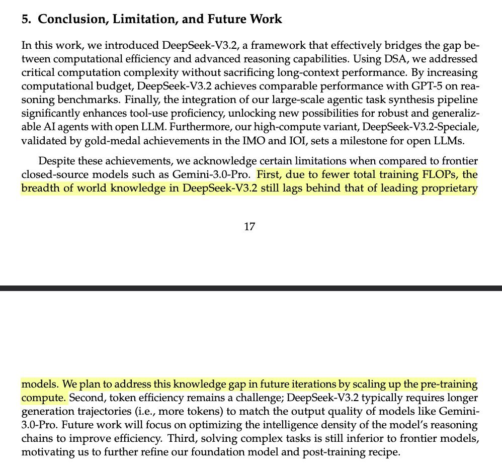 DeepSeek在DeepSeek-V3.2的技术报告中说，与领先的闭源模