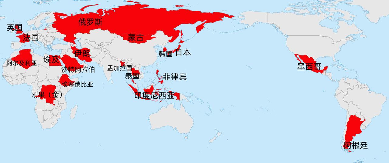 首都一城独大的主要国家分布图