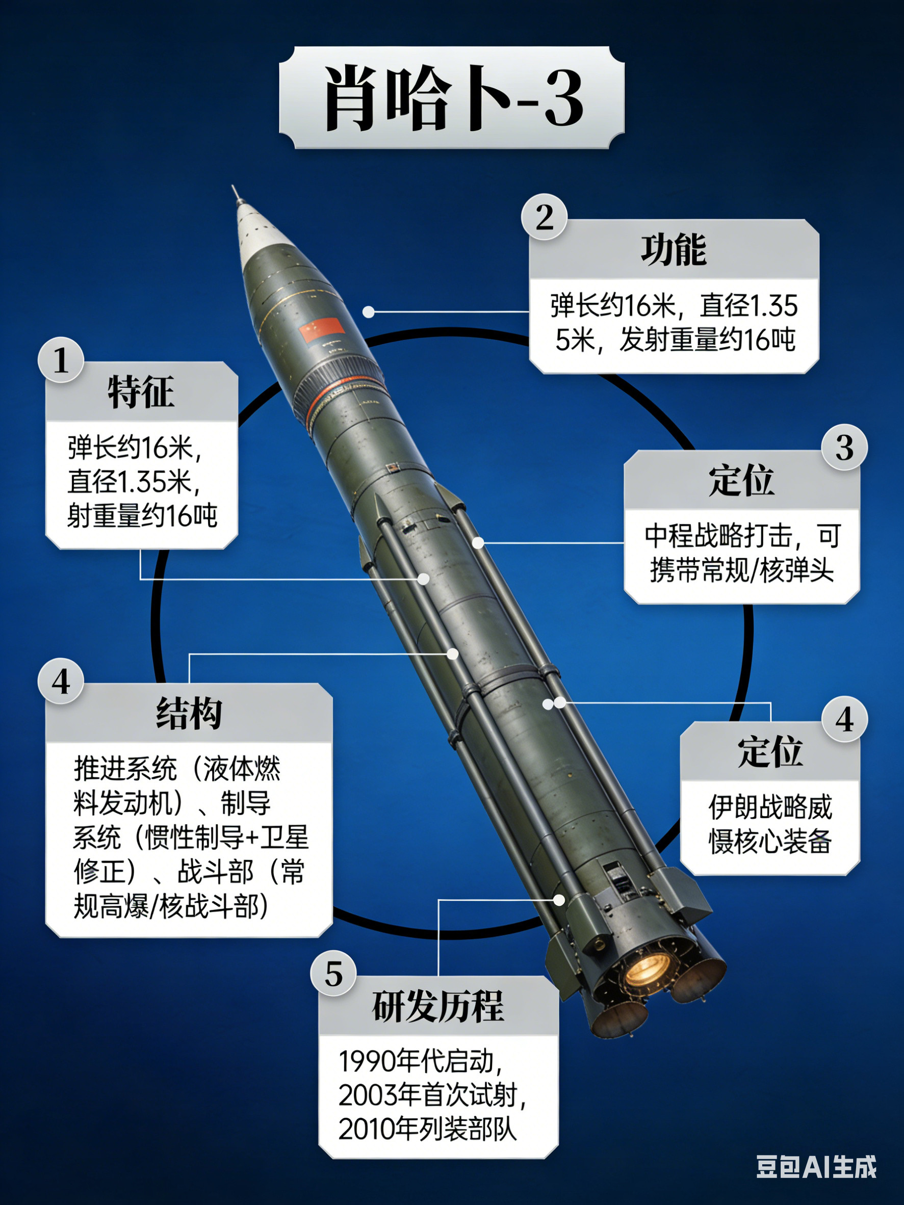 全球武器装备盘点“肖哈卜-3”弹道导弹“肖哈卜-3”弹道导弹（Shahab-3