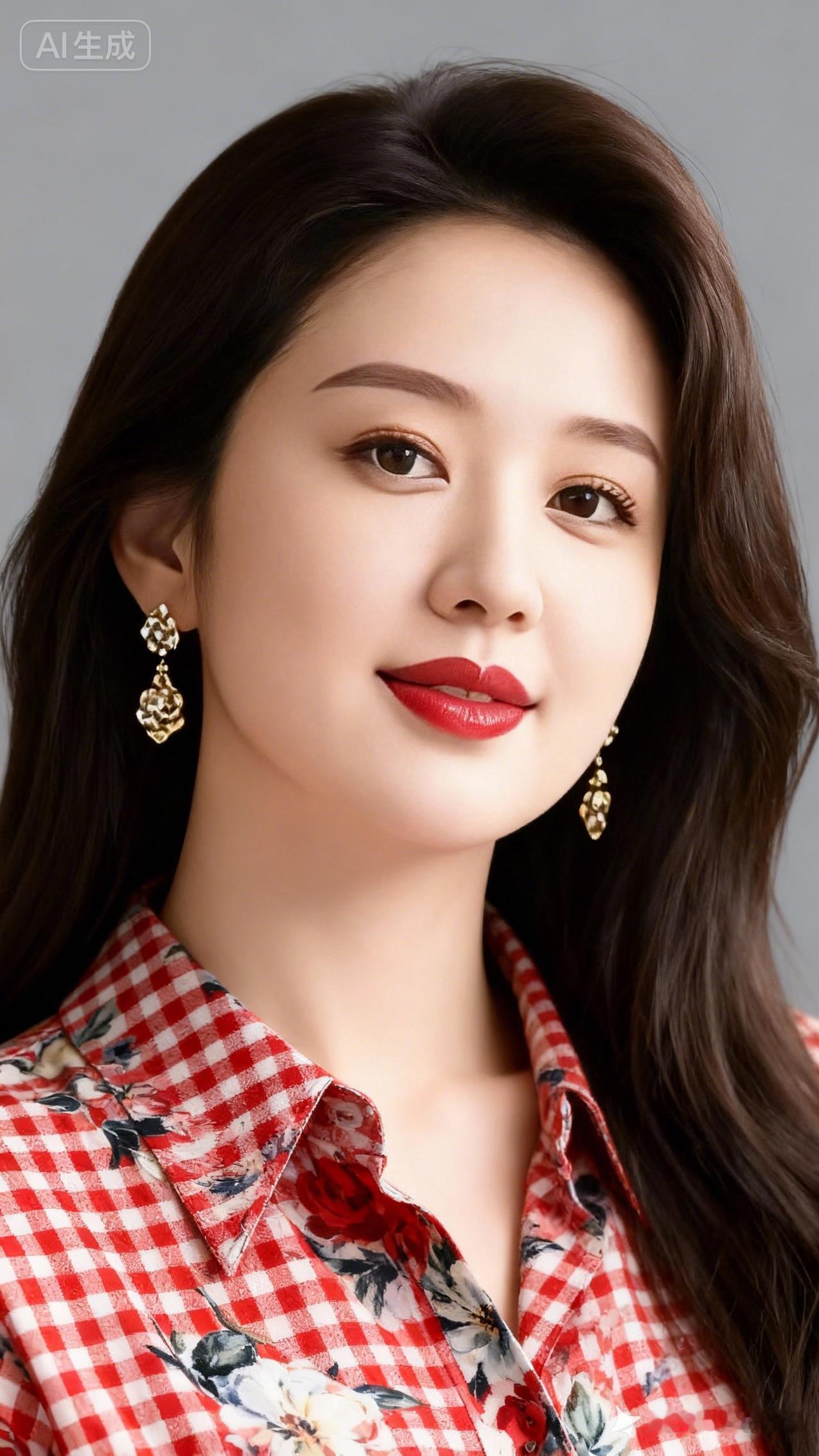 甜美红唇与复古格子衫的完美搭配，尽显优雅气质！💄👗