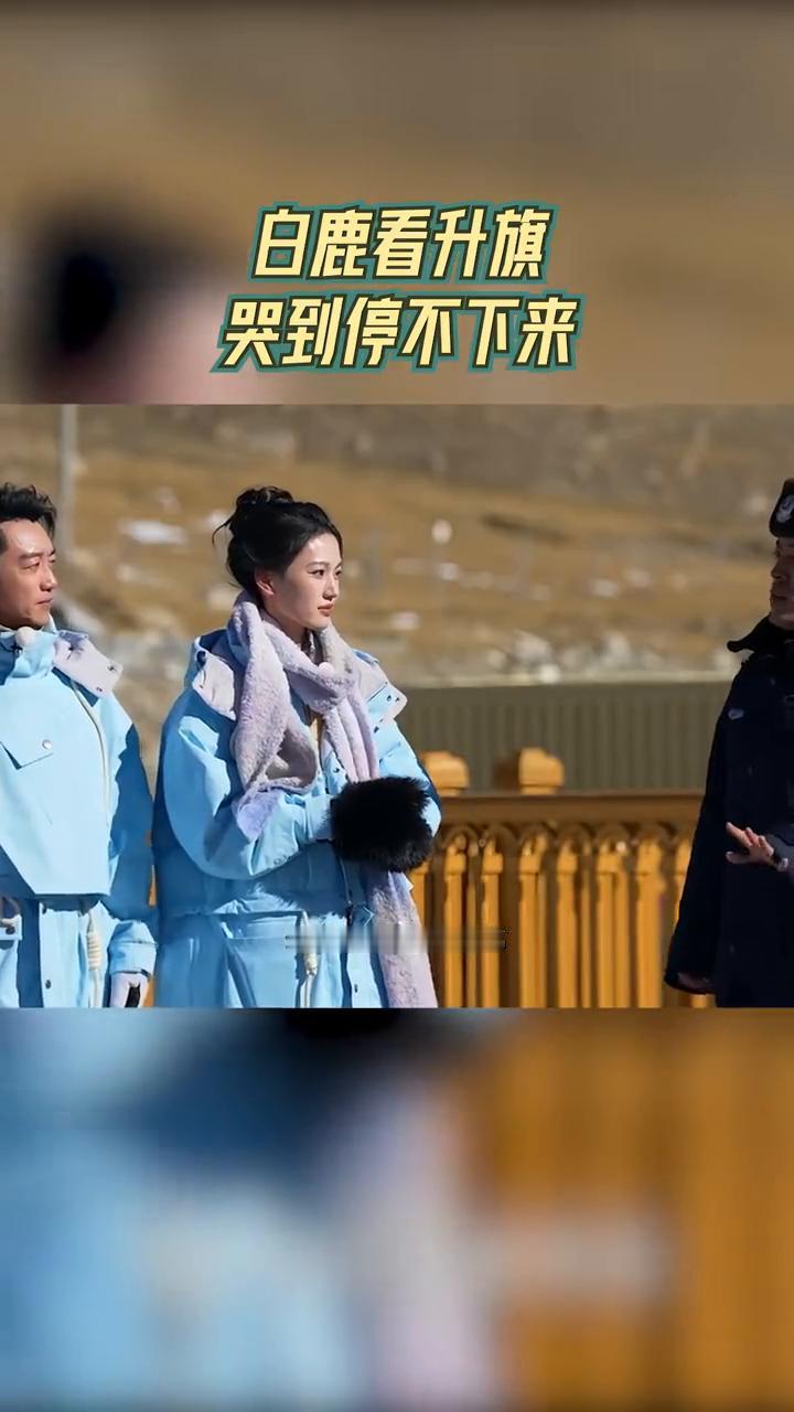 白鹿看升旗，哭到停不下来。之前很多游客来的时候，每当看到国旗升起的时候，我亲眼