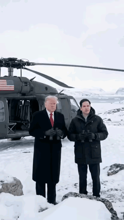 也不知道是丹麦还是欧盟哪个国家的鬼才做了这幅动图，太搞笑了！画面中懂王和鲁比奥来