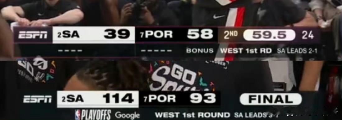 文班亚马复出！福克斯26+6+7，文班27+11+7，马刺逆转开拓者3-1夺赛点