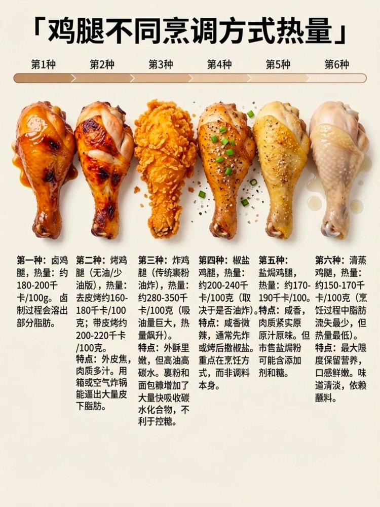减脂期吃鸡腿别瞎选，选错等于白减！毁三观！原来鸡腿不同做法的热量差居然这