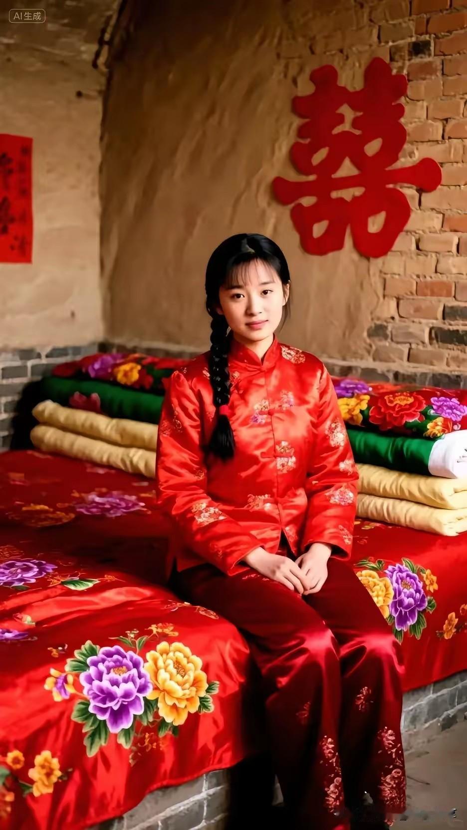 古时结婚非常讲究的是布置红色的洞房，象征着新人红红火火美好幸福的生活即将到来。新