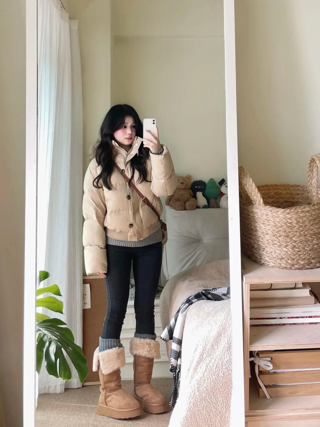 📌【158小个子冬日显瘦公式！卡其+灰+黑=腿长两米】❄️怕冷星人必看！短款