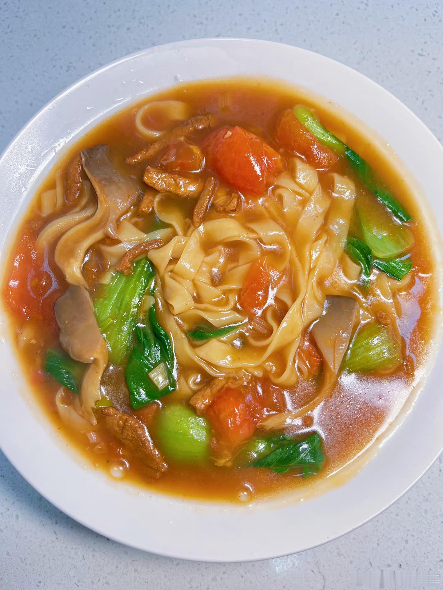 番茄肉丝炝锅面，连吃两碗