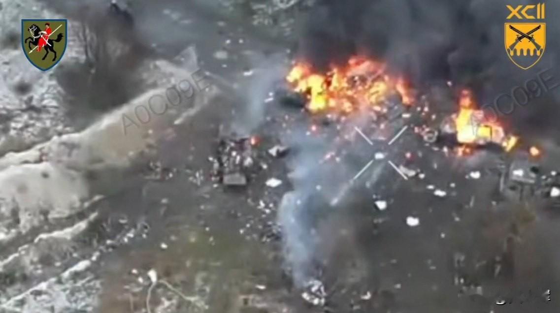 乌军第110独立摩步旅与92独立突击旅协同摧毁俄军一列纵队。