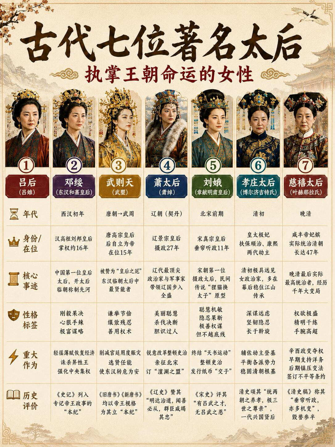 古代7位著名摄政太后，谁最有手腕？