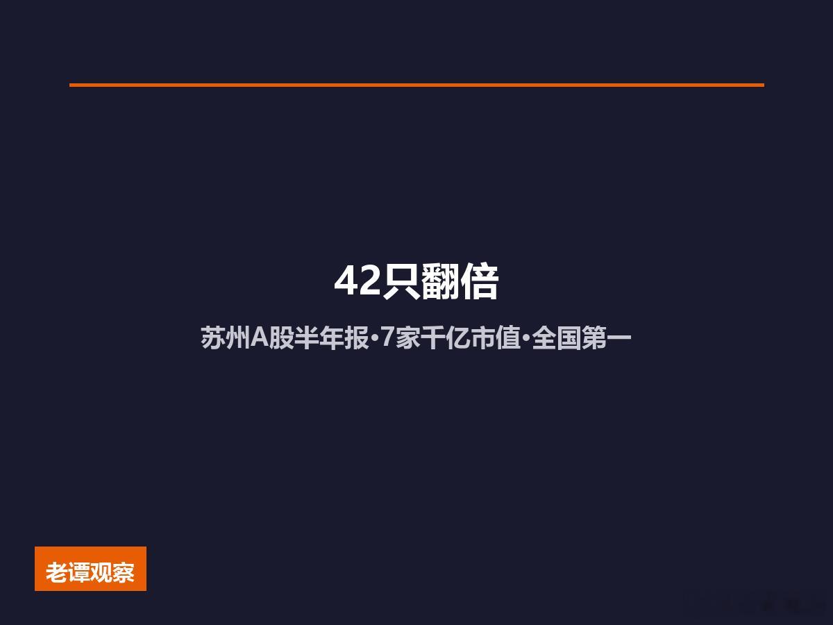 42只翻倍、7只千亿市值、7家新上市全国第一——苏州A股上半年成绩单，把全国都看