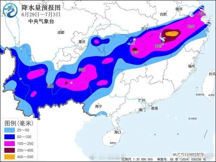 阎肃观察肃言肃语【南方新一轮强降雨登场，暴雨大暴雨重返长江沿线】6月24日以来