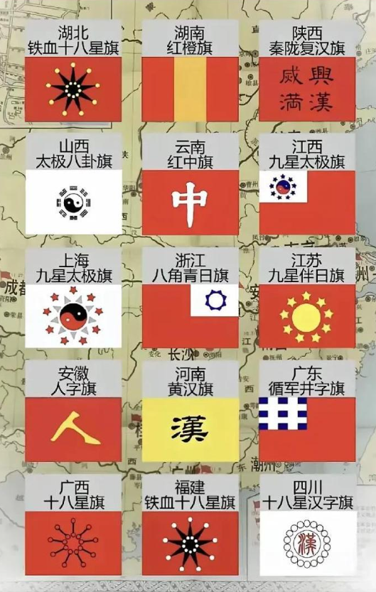 推翻清朝时各省用的旗帜！