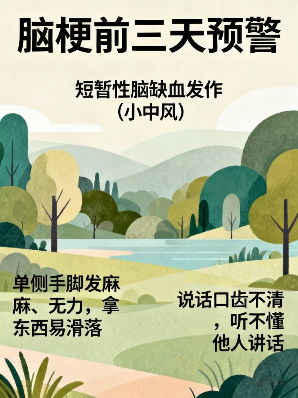 脑梗前三天身体发出的预警很多人不知道，超过90%的脑梗，在发病前3～7天，身