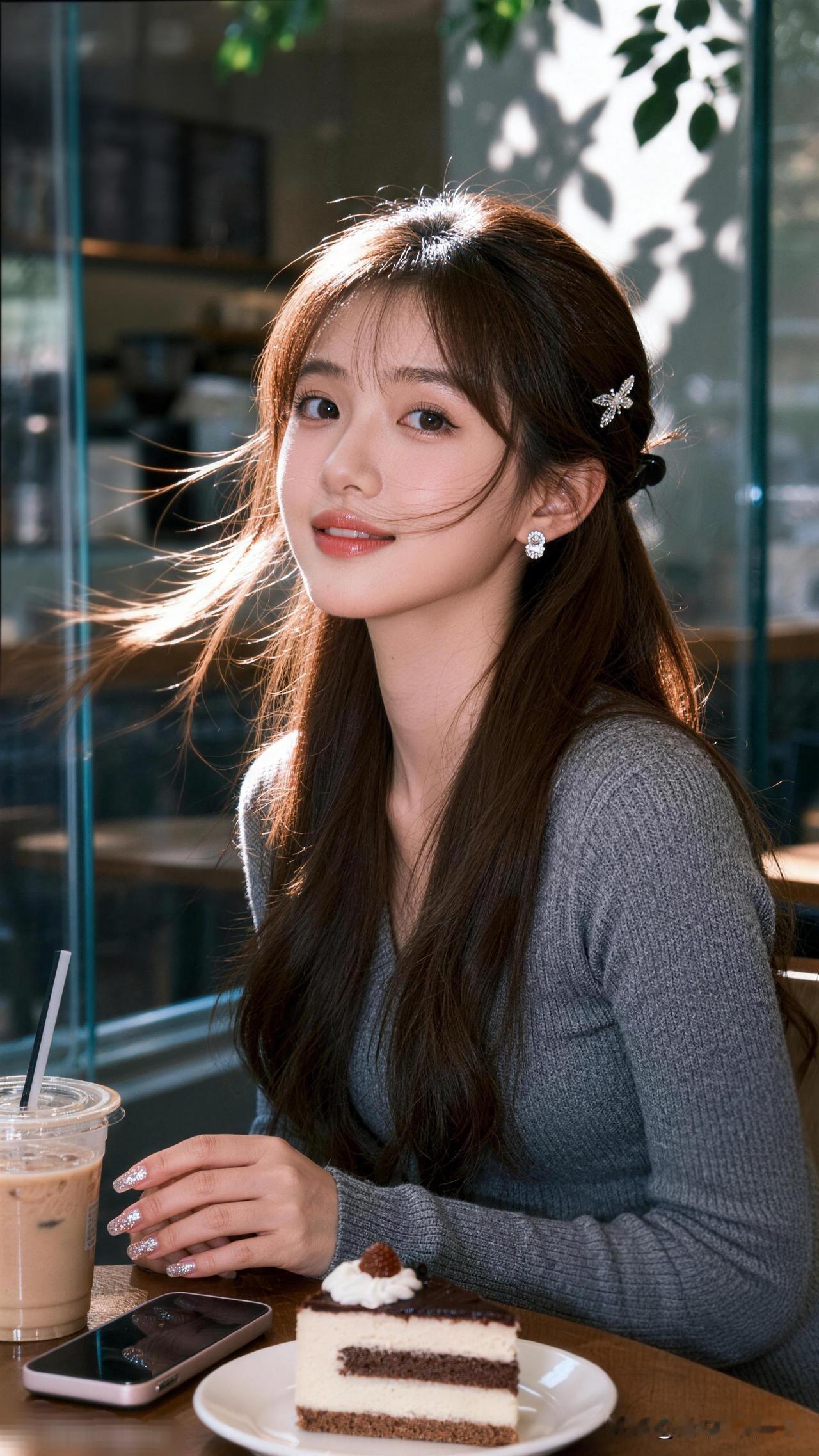 阳光下的甜美时光，咖啡与蛋糕的完美搭配🌞🍰☕️有哪些女生日常好看的穿搭可以借