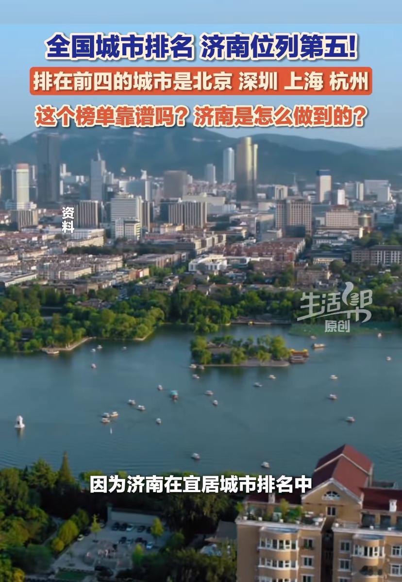 厉害！全国城市综合排名，济南排第五，前面是北京、深圳、上海、杭州，把广州、南京、