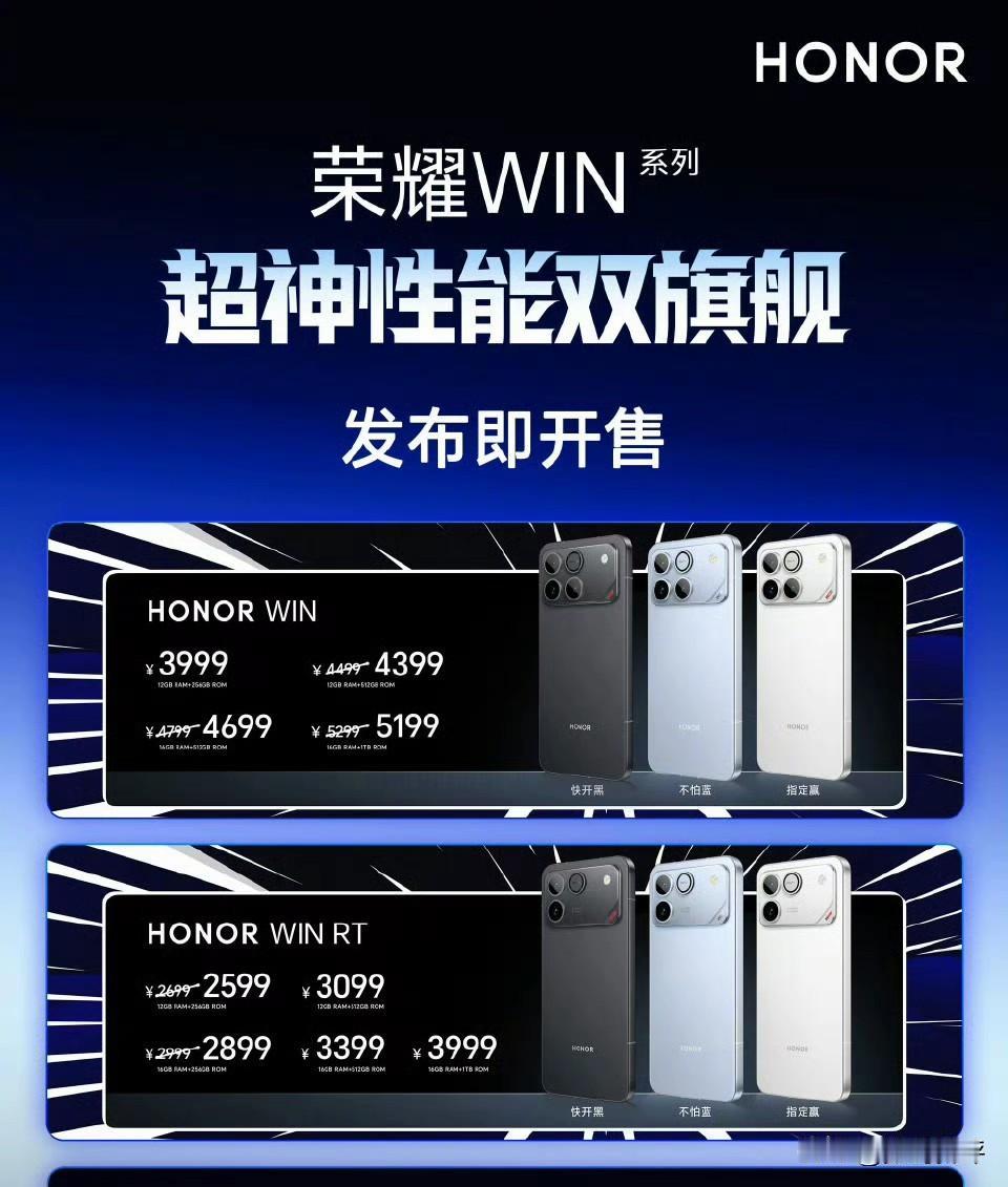 荣耀win系列机型价格发布了，普通版2599起，Pro版就是3999起，不过这个