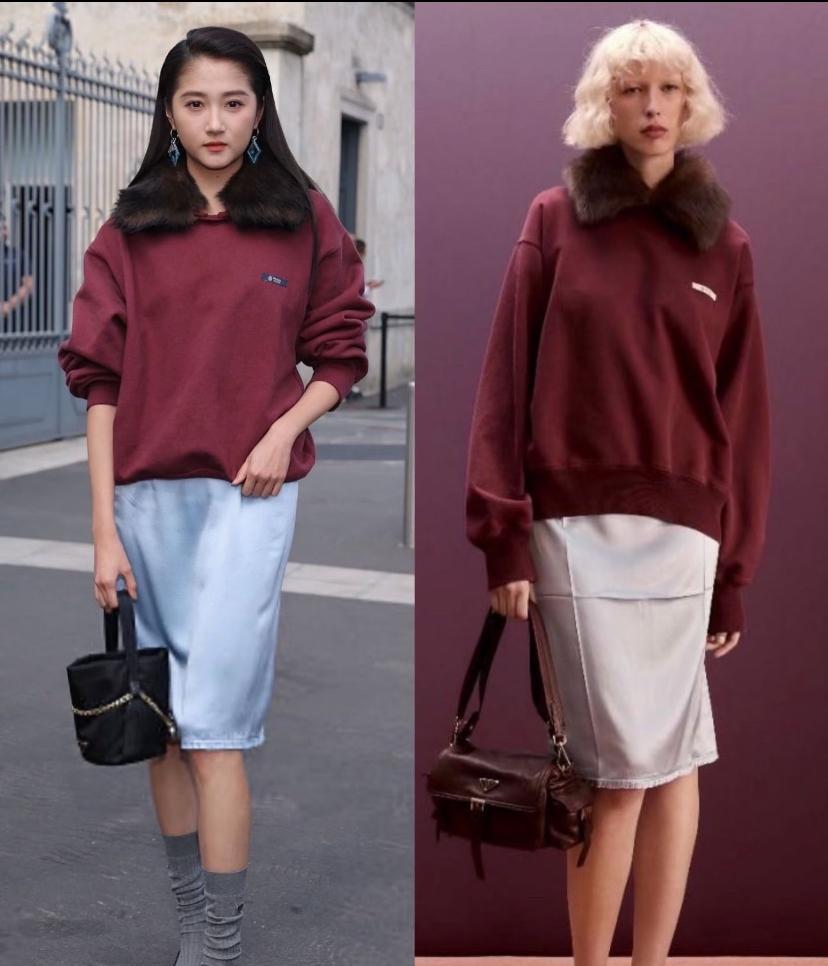 衣服本身不好看怪不了关晓彤只能说她的发型没选好头发和衣服领子融合到一起了