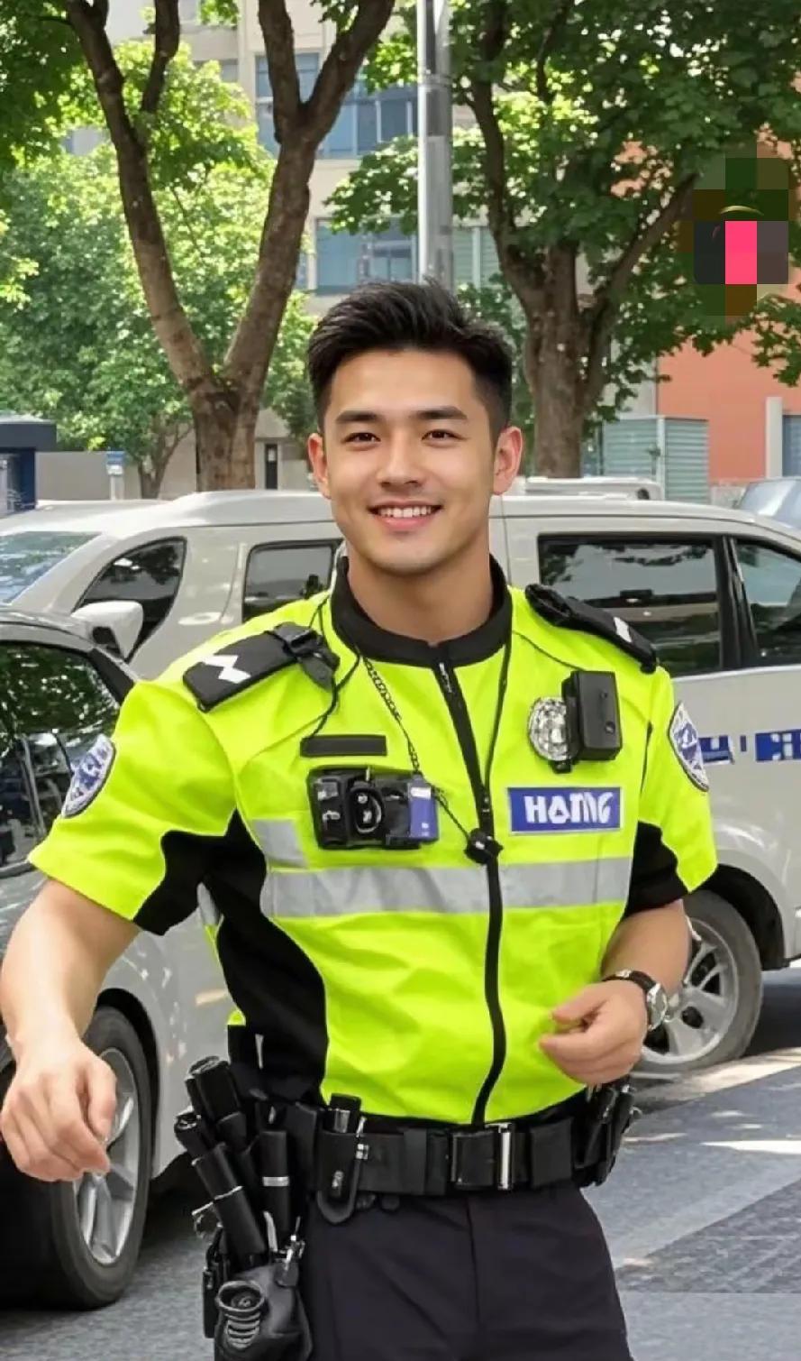 不是都爱晒各地的帅警吗？你瞧瞧下面这张，如何？是不是“艳压群芳”呢！精致的五官掩